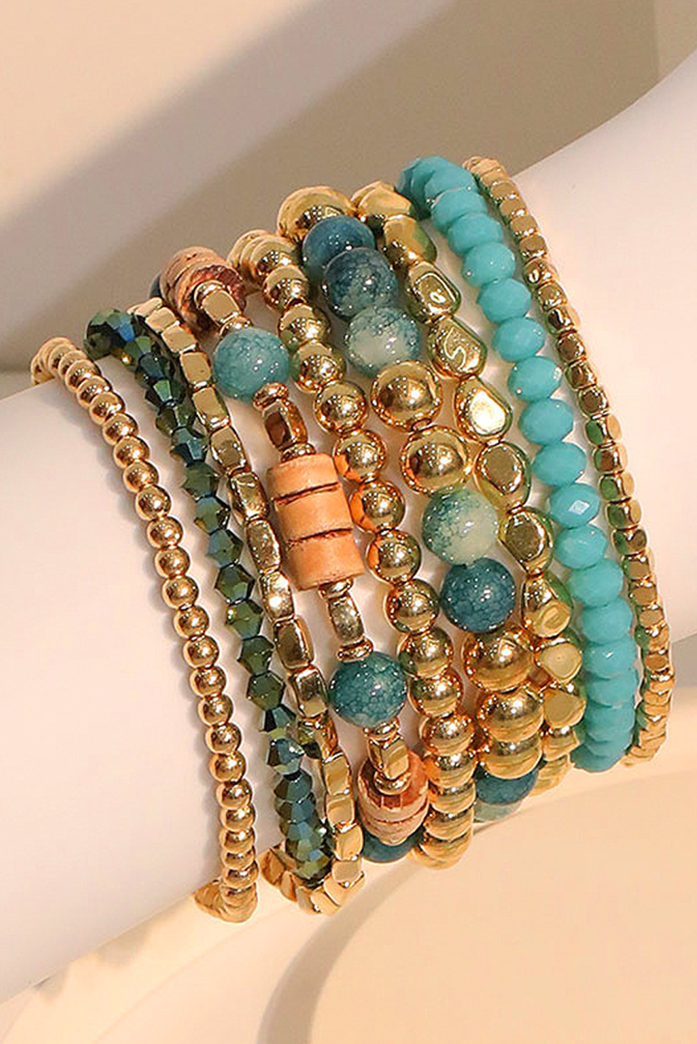 Boho Crystal Beaded Multilayer Bracelet Set