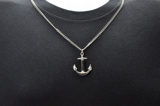 Mens Stainless Steel Anchor Pendant
