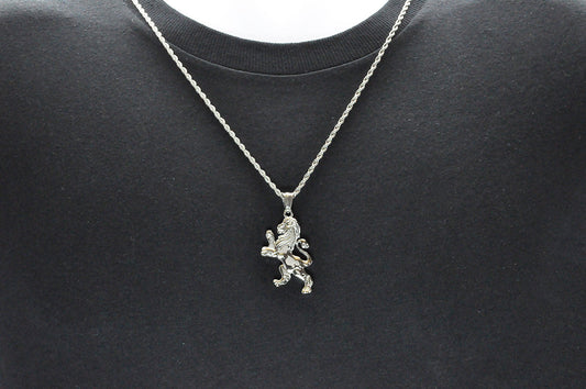 Mens Stainless Steel Lion Pendant