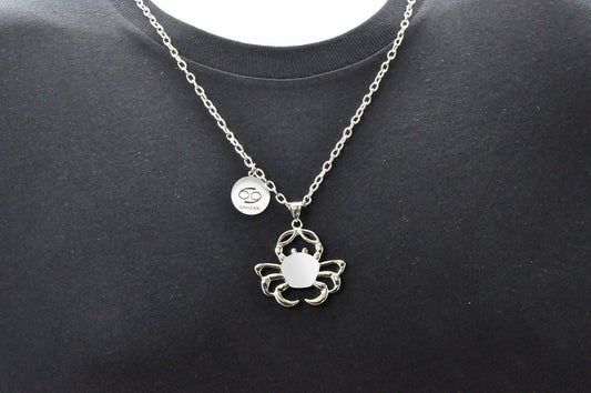 Mens Stainless Steel Zodiac Cancer Pendant