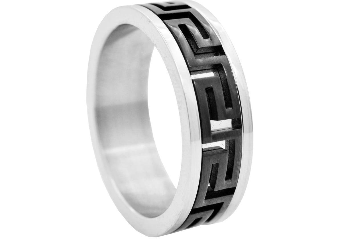 Mens Two Tone Black Stainless Steel Band