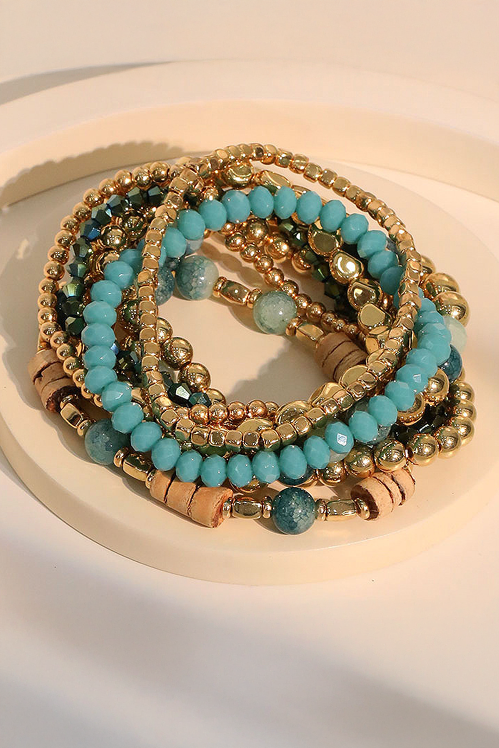 Boho Crystal Beaded Multilayer Bracelet Set