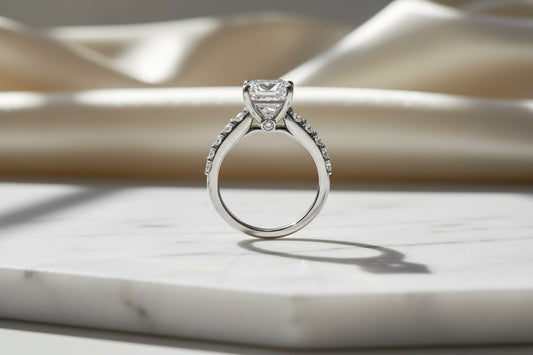 18K White Gold Asscher Cut Lab Grown Diamond Engagement Ring