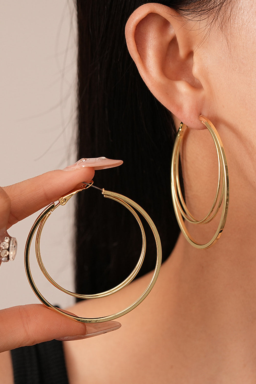 Gold Large Double Hoop Earrings