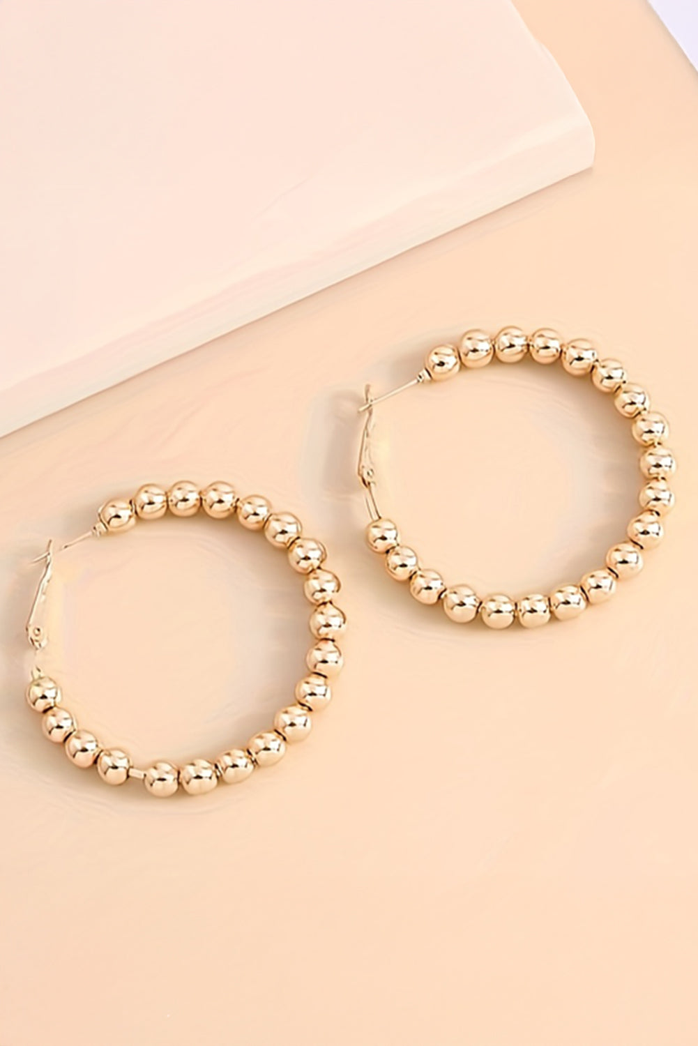 Gold Plated Beads Alloy Hoop Earrings