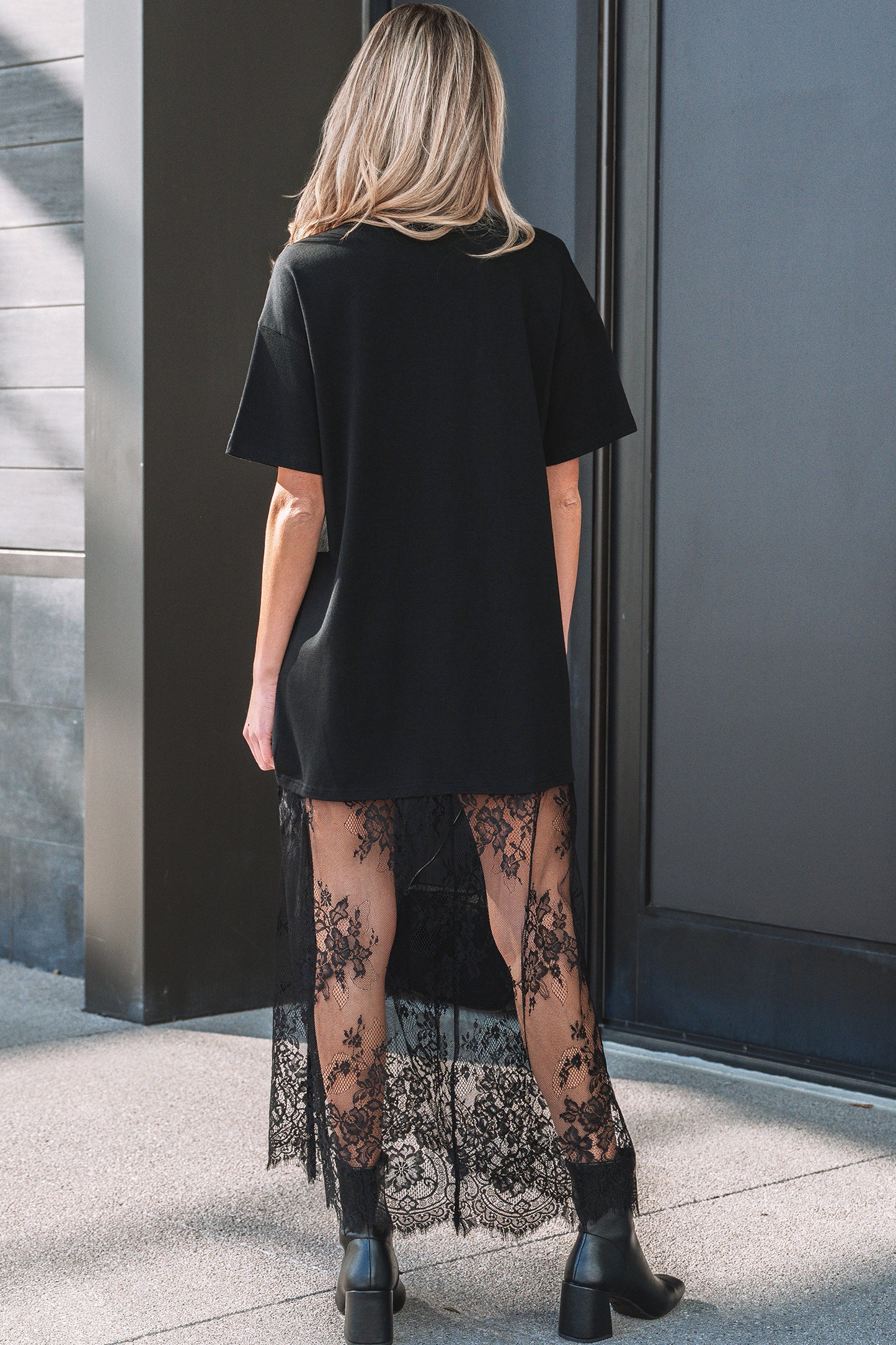 Floral Patchwork Short Sleeve T-Shirt Loose Maxi Dress