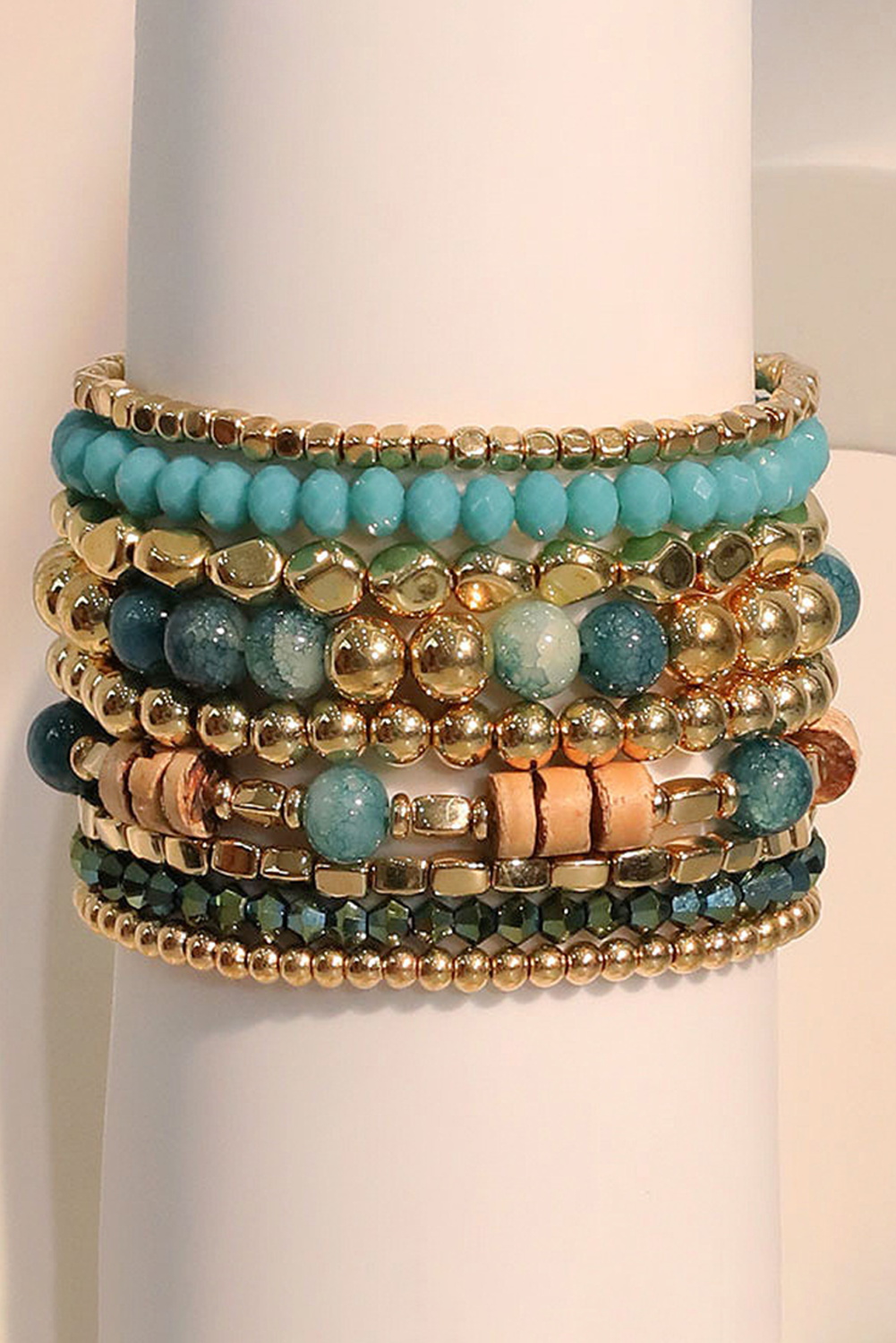 Boho Crystal Beaded Multilayer Bracelet Set