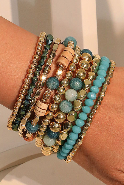 Boho Crystal Beaded Multilayer Bracelet Set