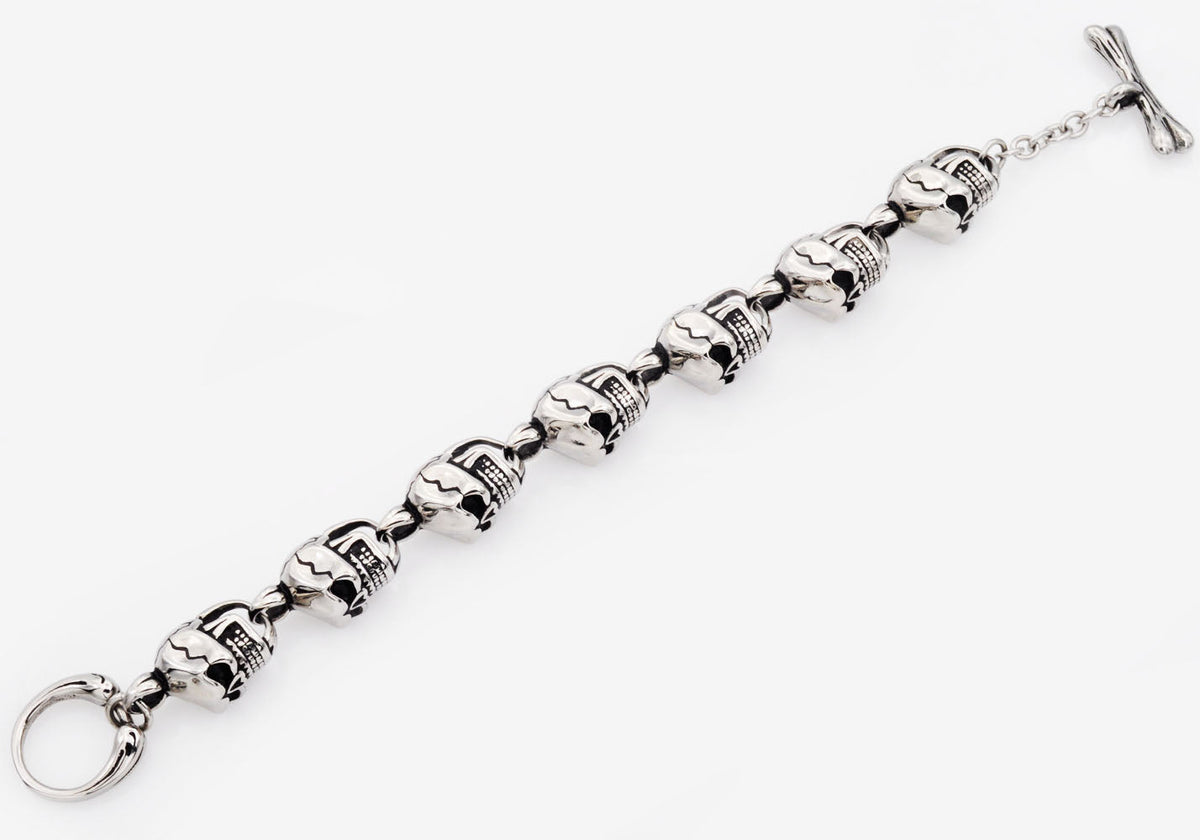 Mens Stainless Steel Skull Bracelet