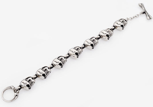 Mens Stainless Steel Skull Bracelet