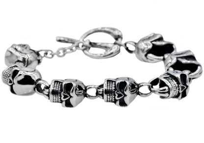 Mens Stainless Steel Skull Bracelet