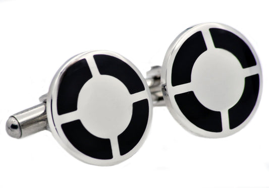 Mens Black Plated Stainless Steel Cuff Links