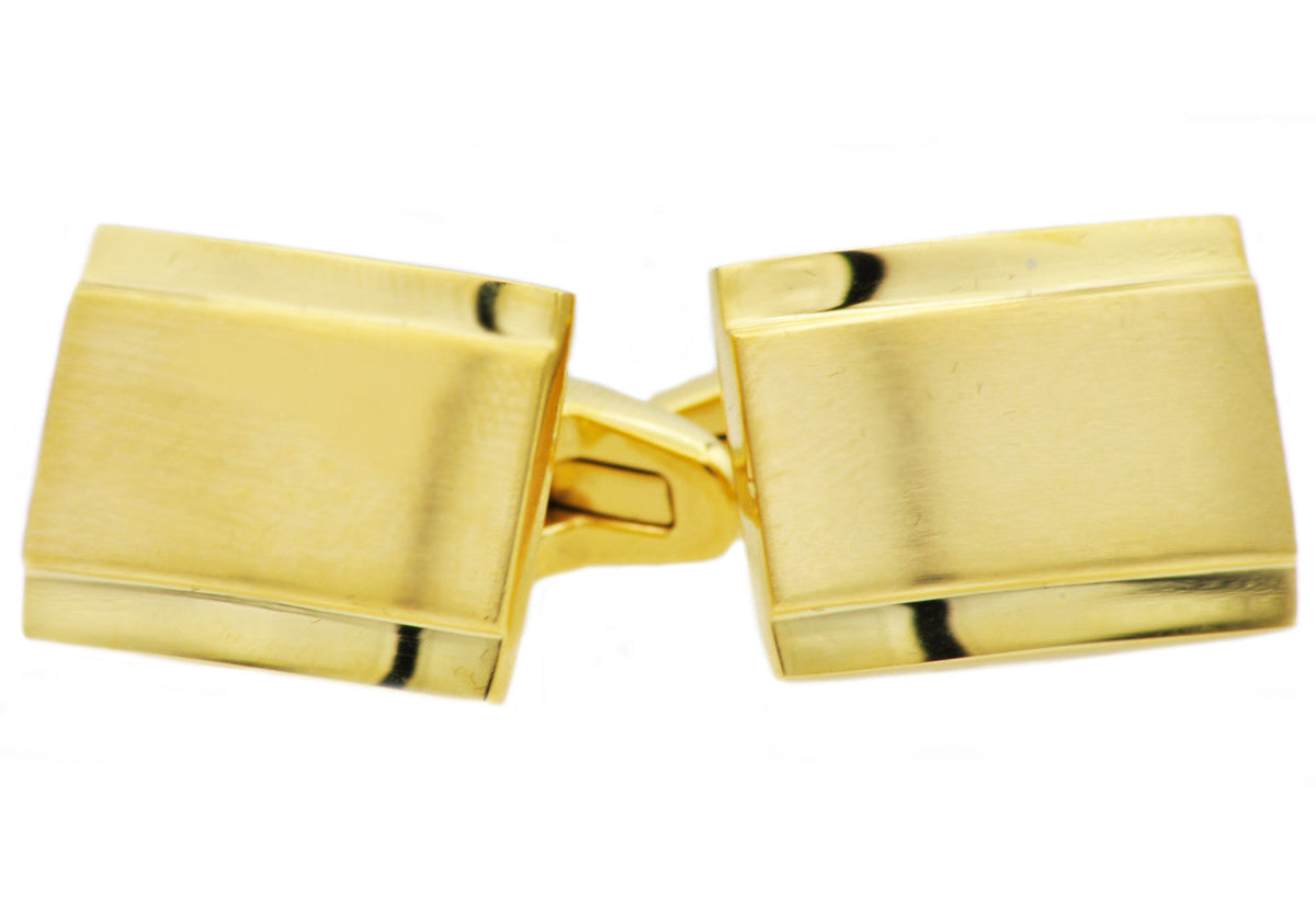 Mens Gold Stainless Steel Cuff Links