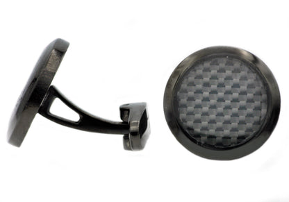 Mens Carbon Fiber And Black Stainless Steel Cuff Links