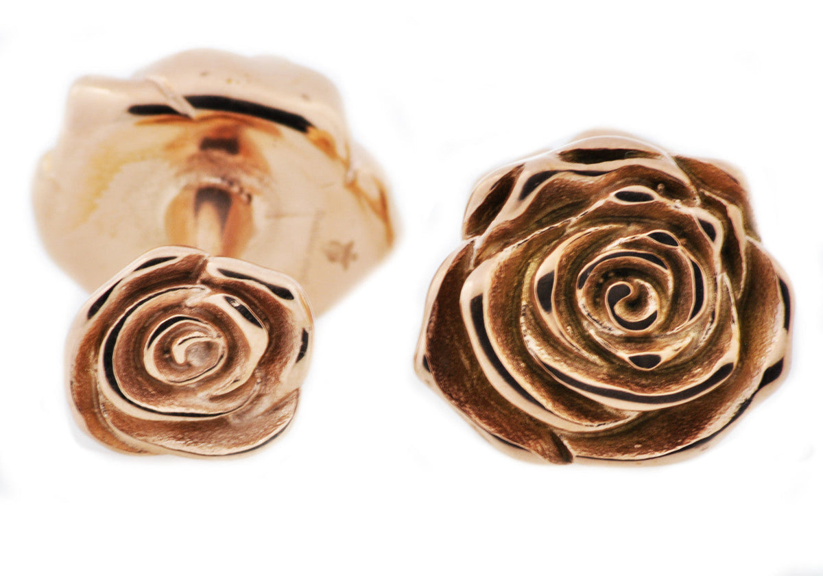 Mens Rose Stainless Steel Rose Cuff Links