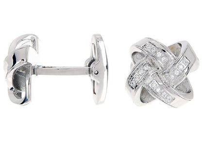 Mens Stainless Steel Cuff Links With Cubic ZIrconia