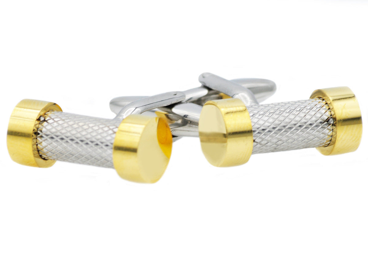 Mens Gold Stainless Steel Cuff Links
