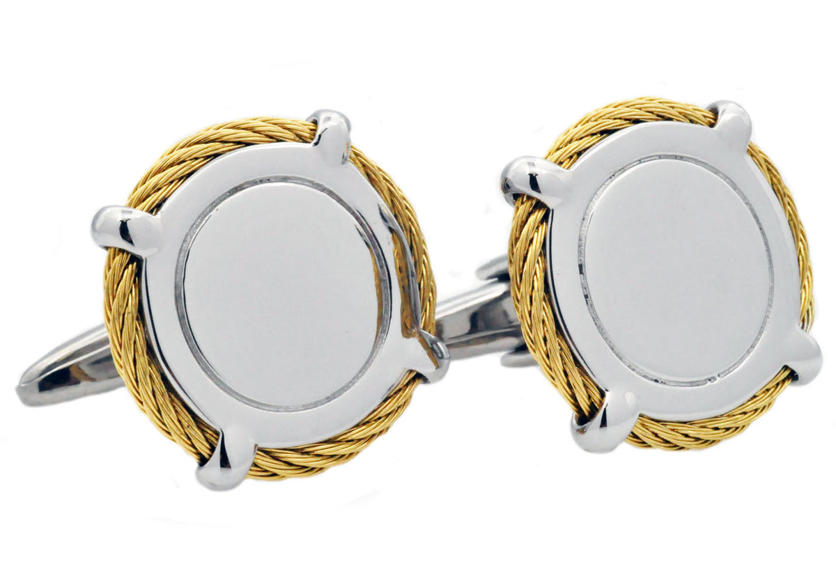 Mens Gold Stainless Steel Cuff Link
