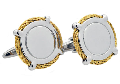 Mens Gold Stainless Steel Cuff Link