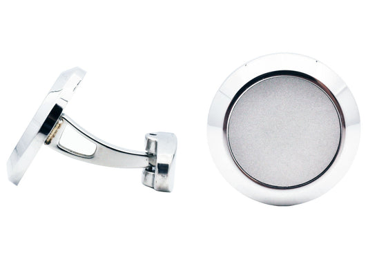 Mens Circular Stainless Steel Cuff Links