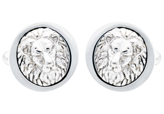 Mens Lion's Head Stainless Steel Cuff Links