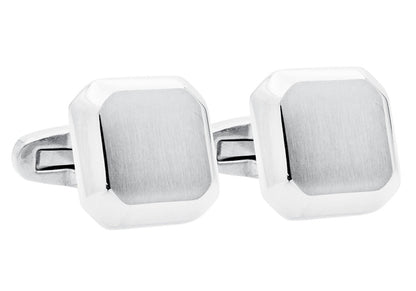 Mens Brushed Stainless Steel Square Cuff Links