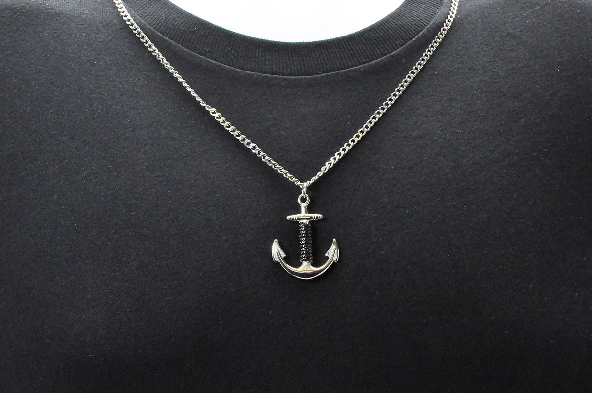 Mens Stainless Steel Anchor Pendant