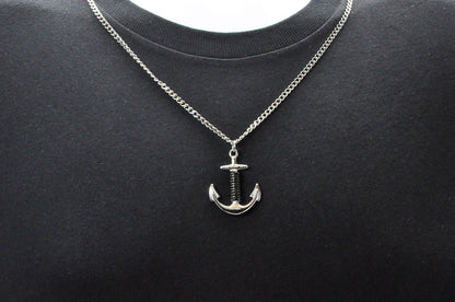 Mens Stainless Steel Anchor Pendant