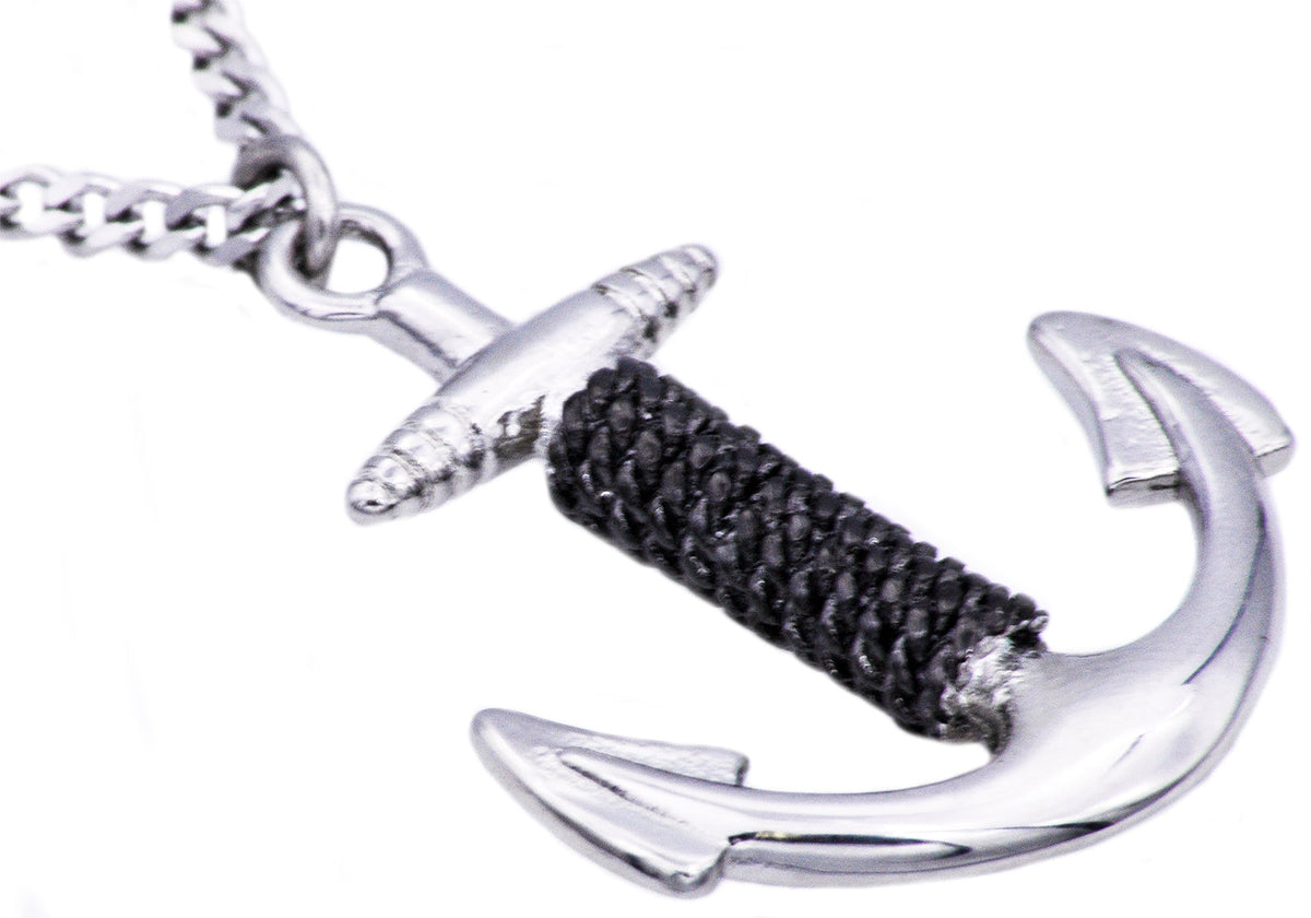 Mens Stainless Steel Anchor Pendant