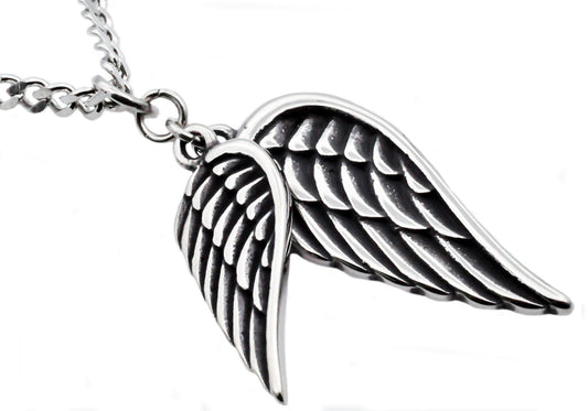 Mens Stainless Steel Wings Pendant