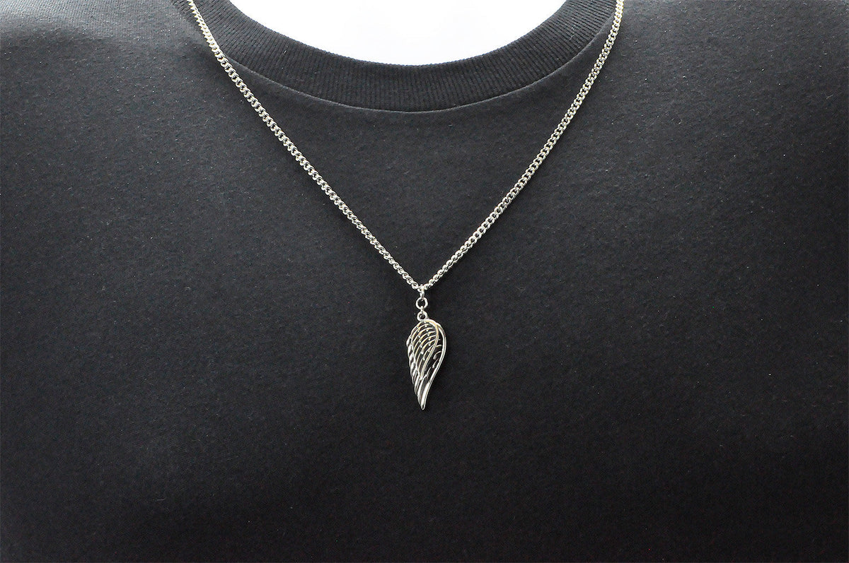 Mens Stainless Steel Wings Pendant