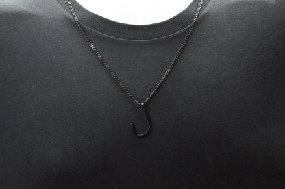 Mens Black Stainless Steel Hook Pendant