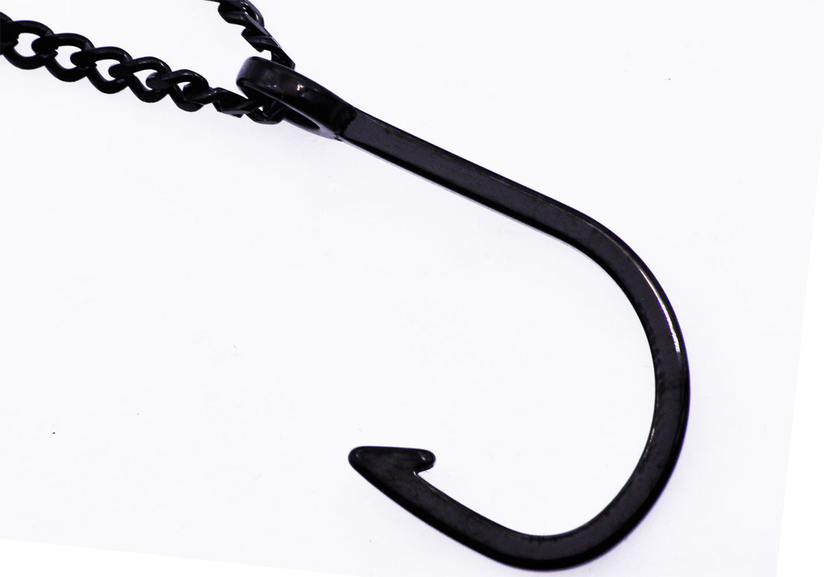Mens Black Stainless Steel Hook Pendant
