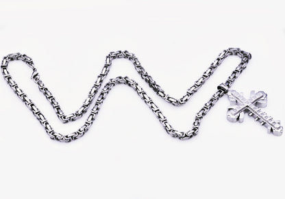 Mens Stainless Steel Cross Pendant With Cubic Zirconia