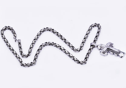 Mens Stainless Steel Cross Pendant With Cubic Zirconia