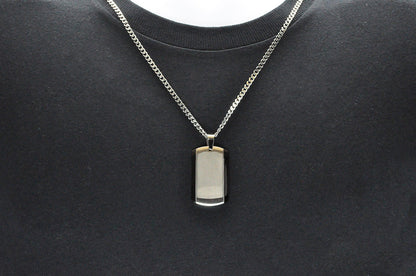 Mens Black Plated Stainless Steel Dog Tag Pendant