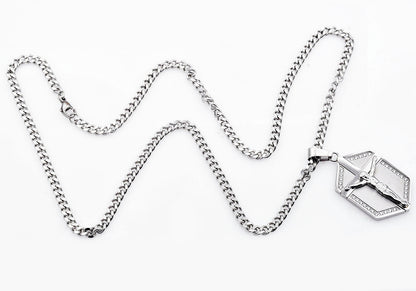Mens Stainless Steel Cross Pendant With Cubic Zirconia