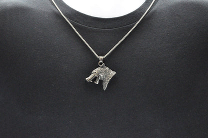 Mens Stainless Steel Wolf Pendant