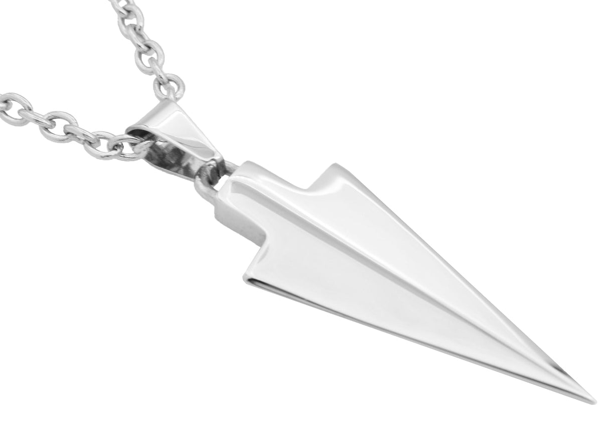 Mens Stainless Steel Arrow Head Pendant
