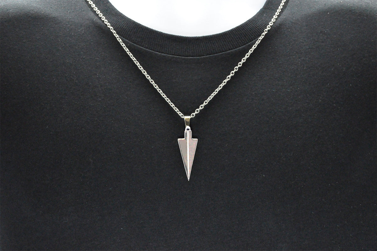 Mens Stainless Steel Arrow Head Pendant