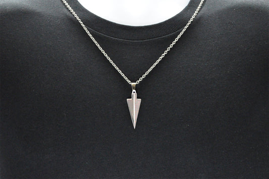 Mens Stainless Steel Arrow Head Pendant