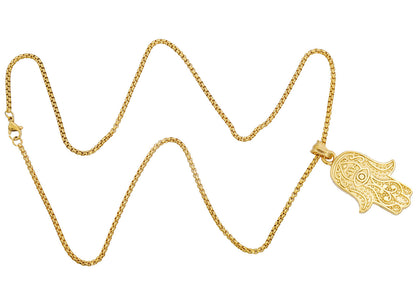 Mens Gold Stainless Steel Hamsa Pendant Necklace