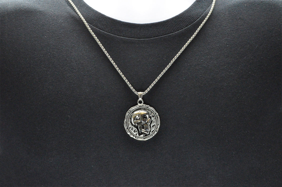 Mens Stainless Steel Skull Pendant