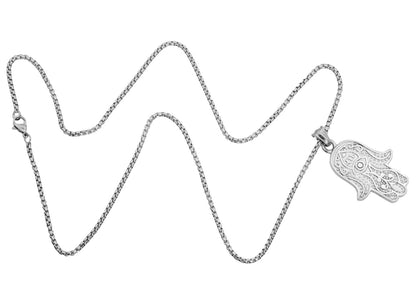 Mens Stainless Steel Hamsa Pendant Necklace