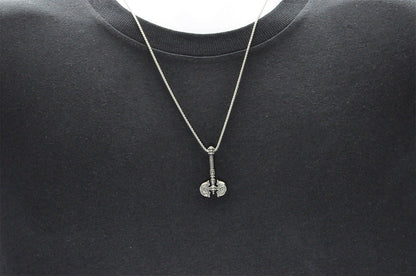 Mens Stainless Steel Axe Pendant with 24" Round Box Chain
