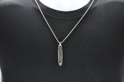 Mens Stainless Steel Bullet Pendant Necklace