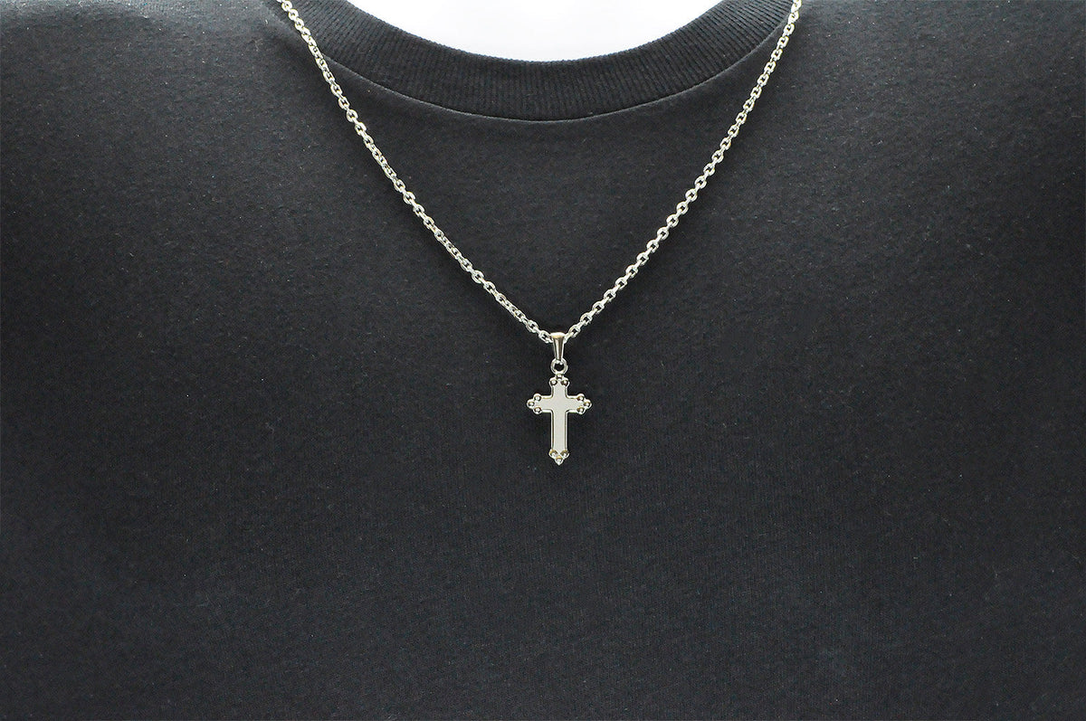Mens Stainless Steel Cross Pendant With 24" Cable Chain