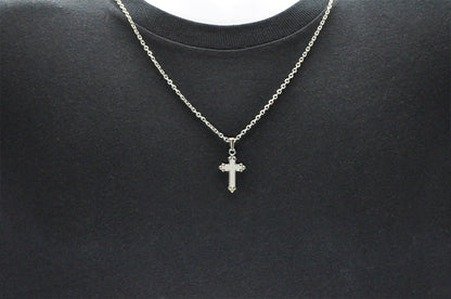 Mens Stainless Steel Cross Pendant With 24" Cable Chain