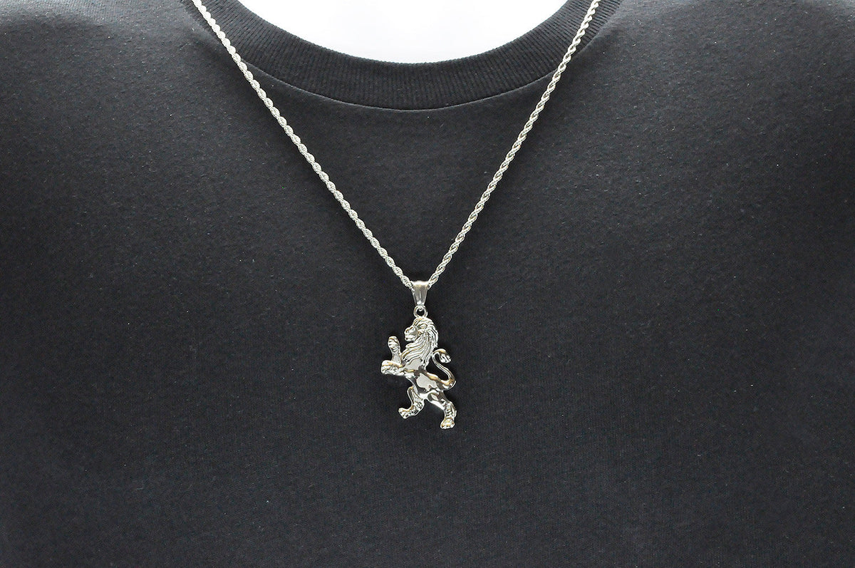 Mens Stainless Steel Lion Pendant