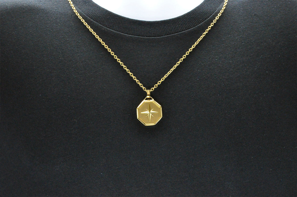 Mens Gold Plated Stainless Steel Skull Pendant Necklace With 24" Box Chain